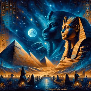 Create an even more striking and unique artwork inspired by ancient Egyptian culture for a wal...